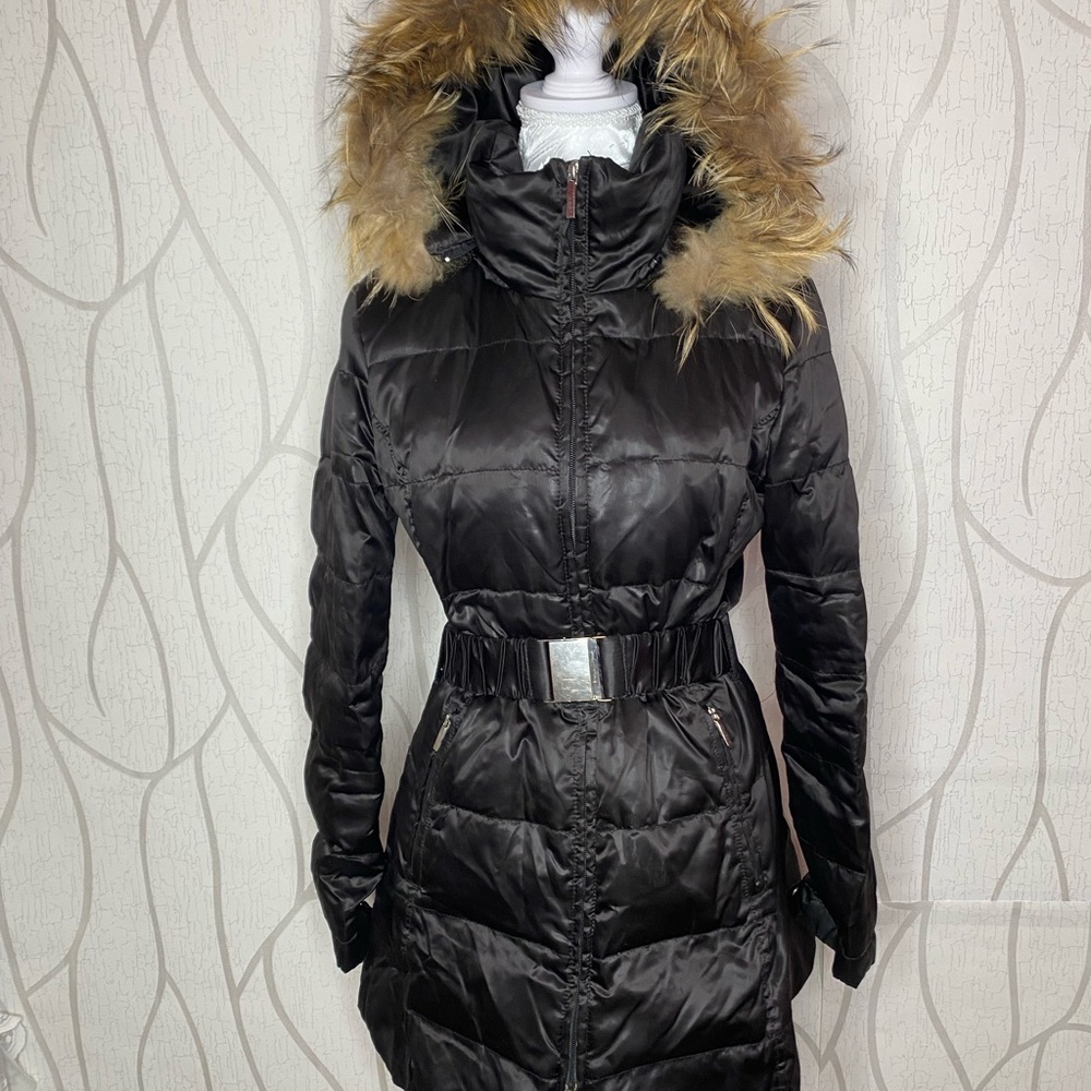 🌷 Laundry by Design 🌷 Black Long Down Puffer Coat w/ Real Fur Trim Hood